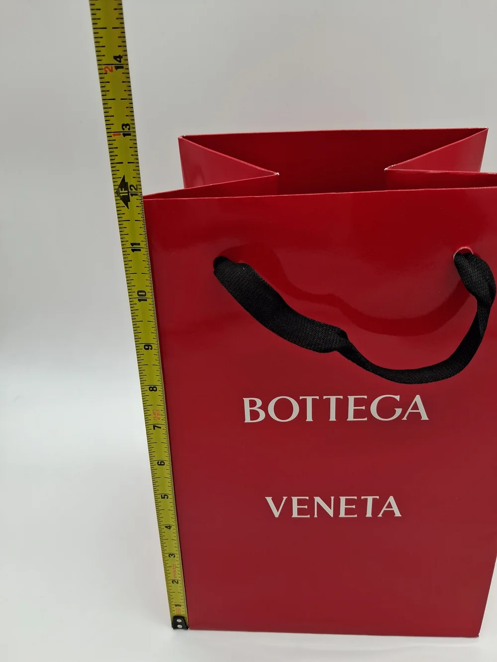 BOTTEGA VENETA Red Luxury Shopping Gift Bag Black Handles Designer Packaging